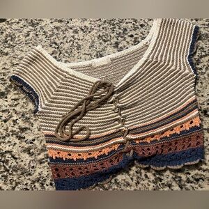 Altar'd State Multicolor Crochet Accent Blouse